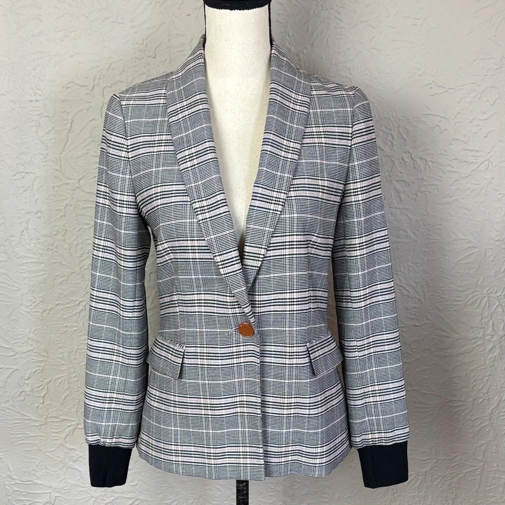 Ted Baker Kimm Ribbed Cuff Plaid Blazer